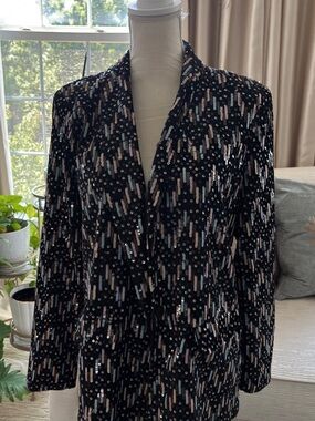 Endless Rose Black Sequin Blazer with Silver and Rose Accents